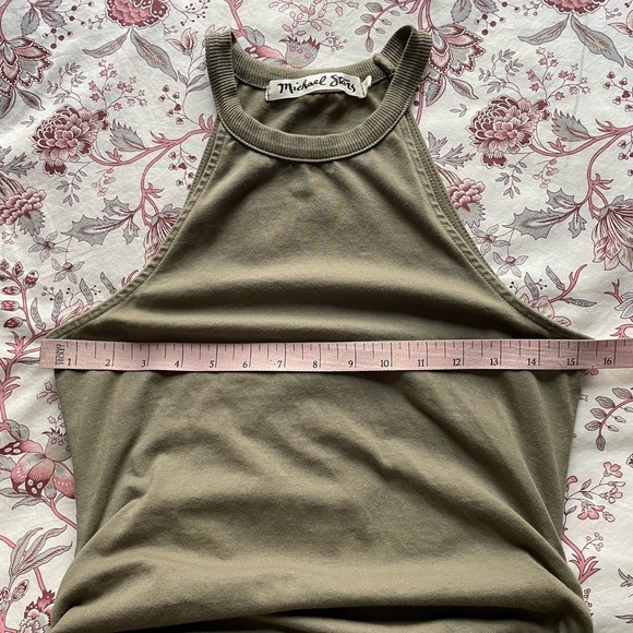 Michael Stars Racerback Sleeveless Ribbed Midi Dress Khaki Green Tan Neutral - Picture 9 of 10